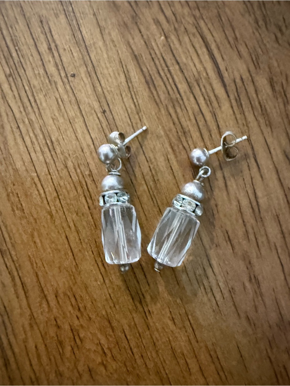 Clear Crystal Drop Stud Earrings